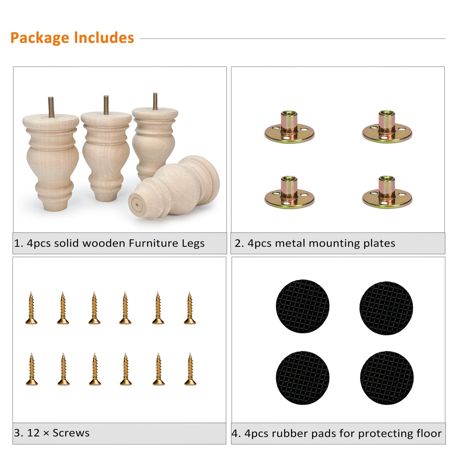4pcs 5-Inch Unfinished Solid W - Furniture Hardware Bunnings บทวิจารณ์และราคา