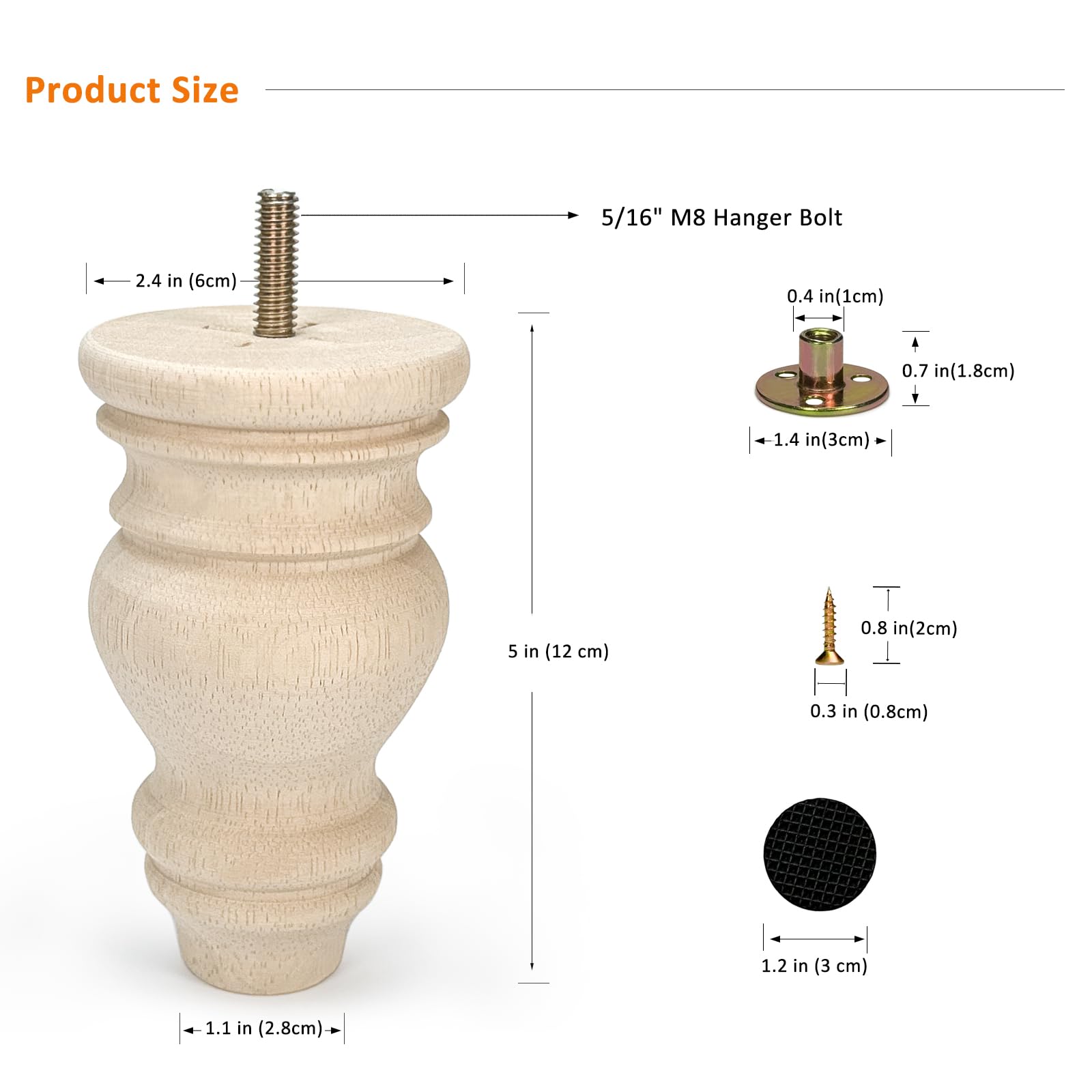 4pcs 5-Inch Unfinished Solid W - Furniture Hardware Bunnings บทวิจารณ์และราคา