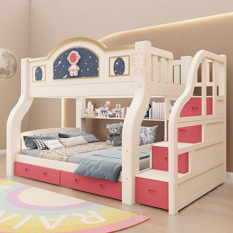 Solid wood two-layer bed Mothe - Furniture Hardware Lowes บทวิจารณ์และราคา