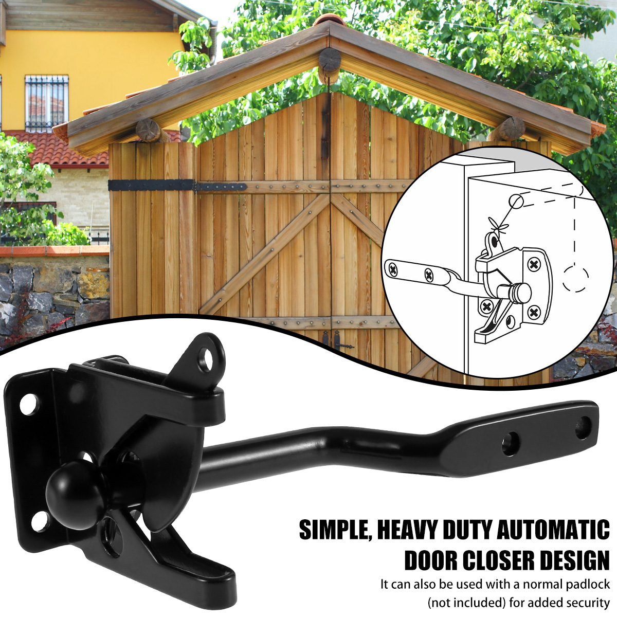 Self-Locking Gate Latch Carbon - Barrel Bolt Slide บทวิจารณ์และราคา